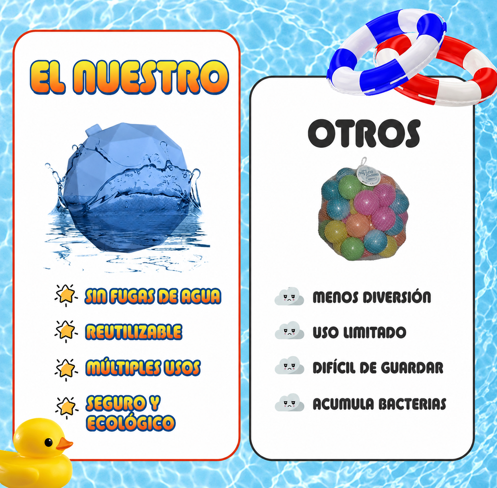 Globos de Agua Reutilizables de Silicona - Pack 4 Unidades Autosellables