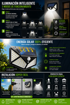 Foco Solar LED 100 LEDs con Sensor de Movimiento - Impermeable IP65