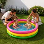 Piscina Hinchable Infantil Intex - 3 Aros de Colores con Suelo Inflable 114x25 cm