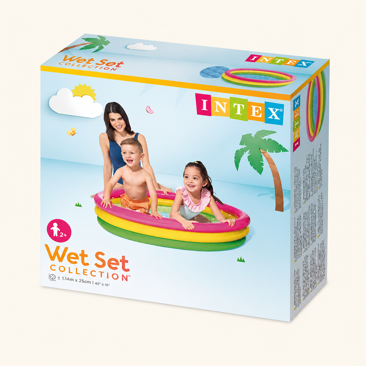 Piscina Hinchable Infantil Intex - 3 Aros de Colores con Suelo Inflable 114x25 cm