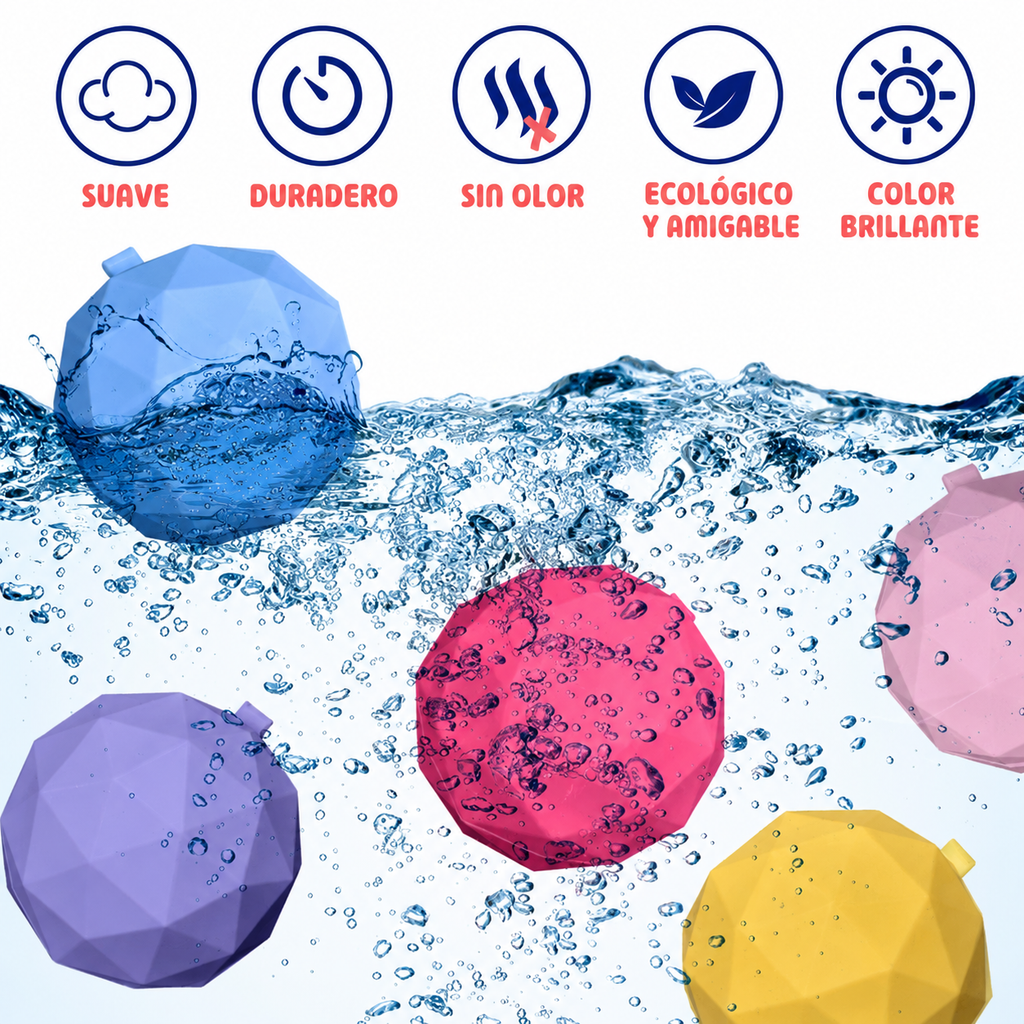 Globos de Agua Reutilizables de Silicona - Pack 4 Unidades Autosellables
