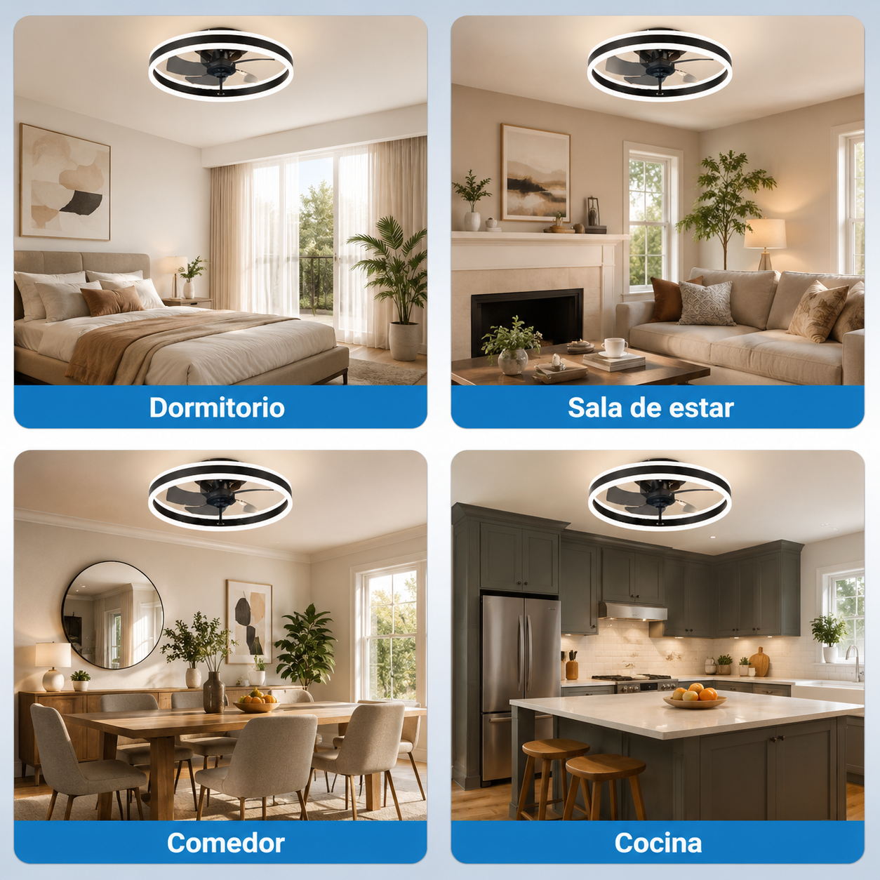 Ventilador de Techo con Luz LED y Mando a Distancia