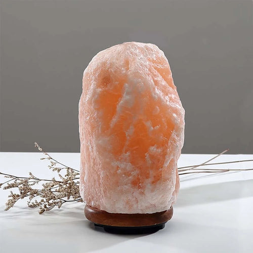 Lámpara de Sal del Himalaya Natural - Luz Cálida con Base de Madera