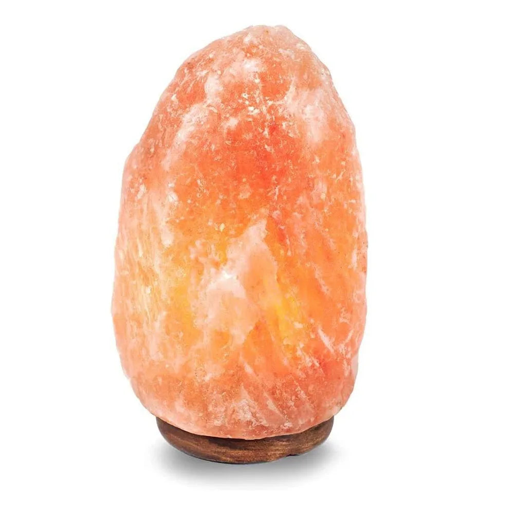 Lámpara de Sal del Himalaya Natural - Luz Cálida con Base de Madera
